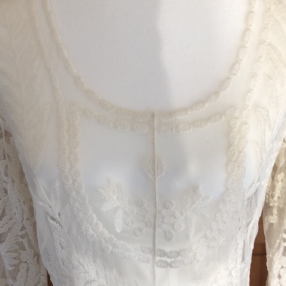St. Tropez Sheer Ivory Blouse SZ L - Picture 6 of 15